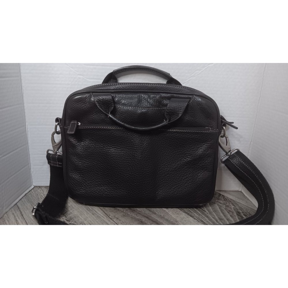 Levenger Brown Leather City Work Travel Crossbody Lined Tablet Messenger Bag